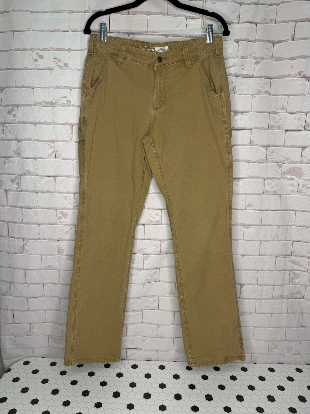 Carhartt Women’s Loose Fit Tan Carpenter Work Pants Size 10 Regular